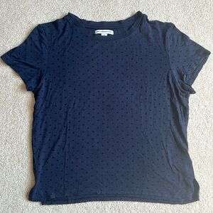 American Eagle basics tee shirt/crop top, size L (fits S/M), blue dots, cotton